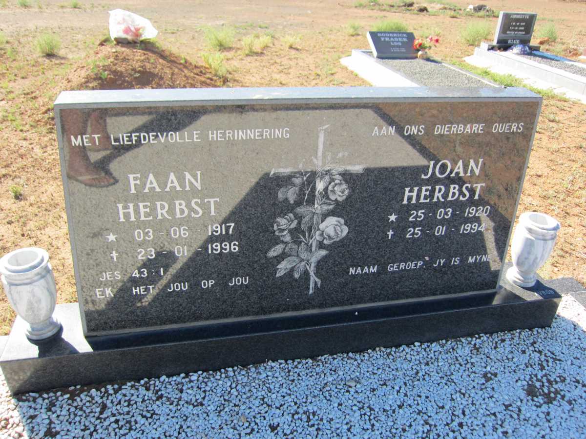 HERBST Faan 1917-1996 &amp; Joan 1920-1994