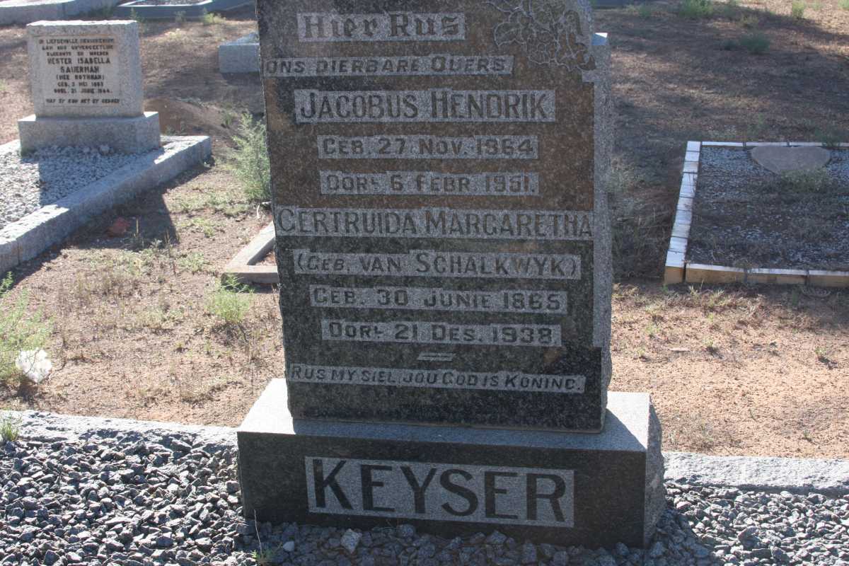 KEYSER Jacobus Hendrik 1864-1951 &amp; Gertruida Margaretha VAN SCHALKWYK 1865-1938