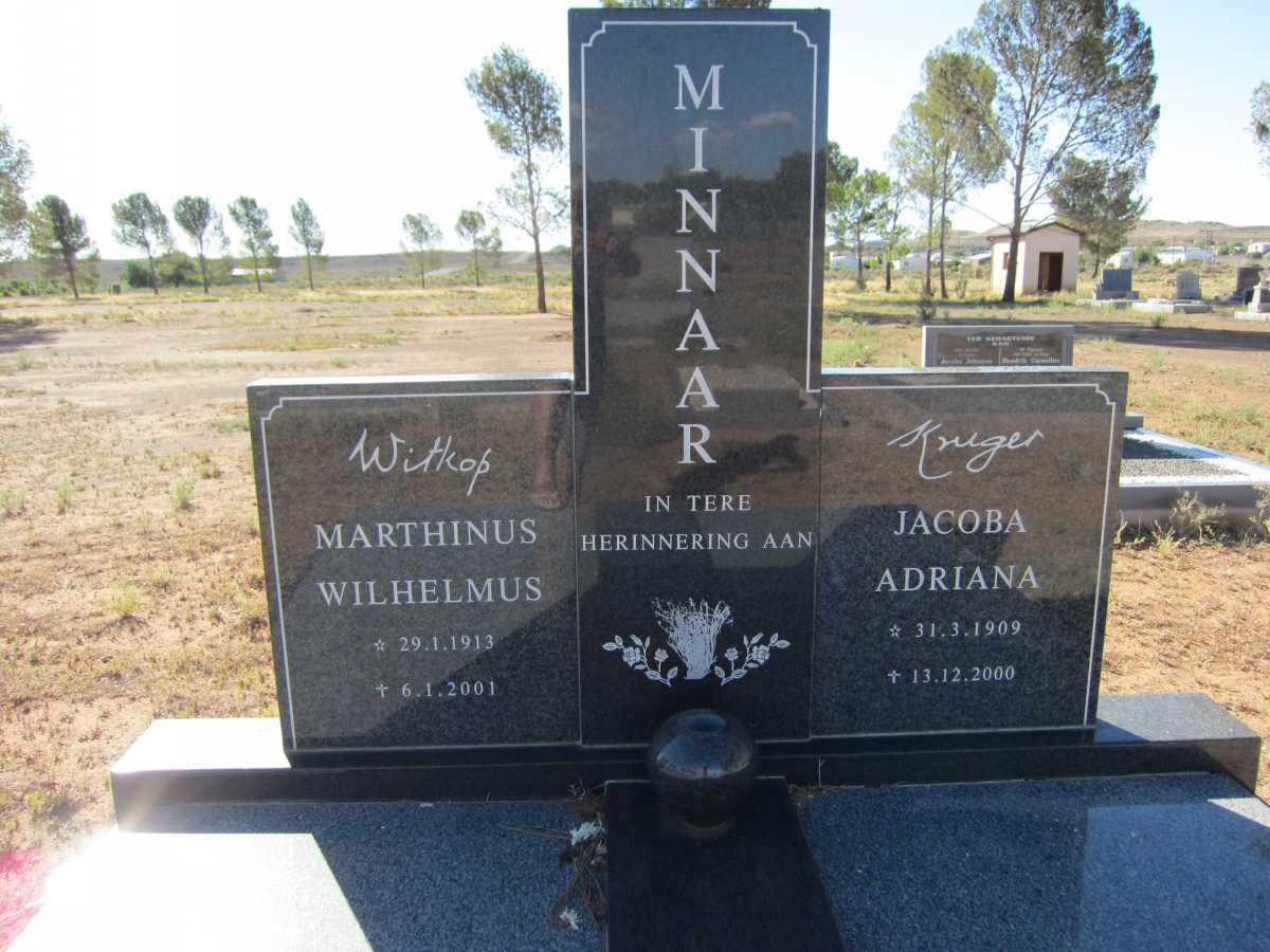 MINNAAR Marthinus Wilhelmus 1913-2001 &amp; Jacoba Adriana 1909-2000