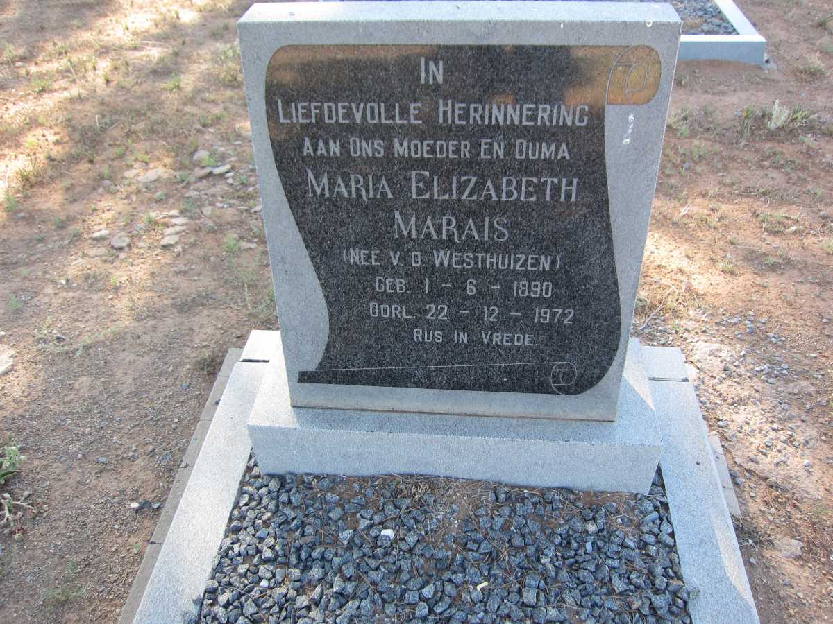 MARAIS Maria Elizabeth nee V.D. WESTHUIZEN 1890-1972