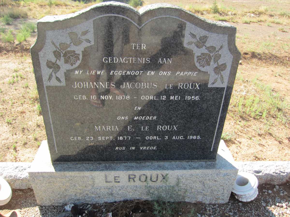 ROUX Johannes Jacobus, le 1878-1956 &amp; Maria E. 1877-1965
