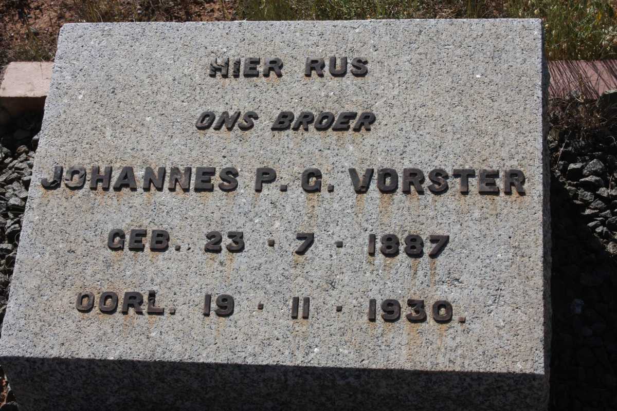 VORSTER Johannes P.G. 1887-1930