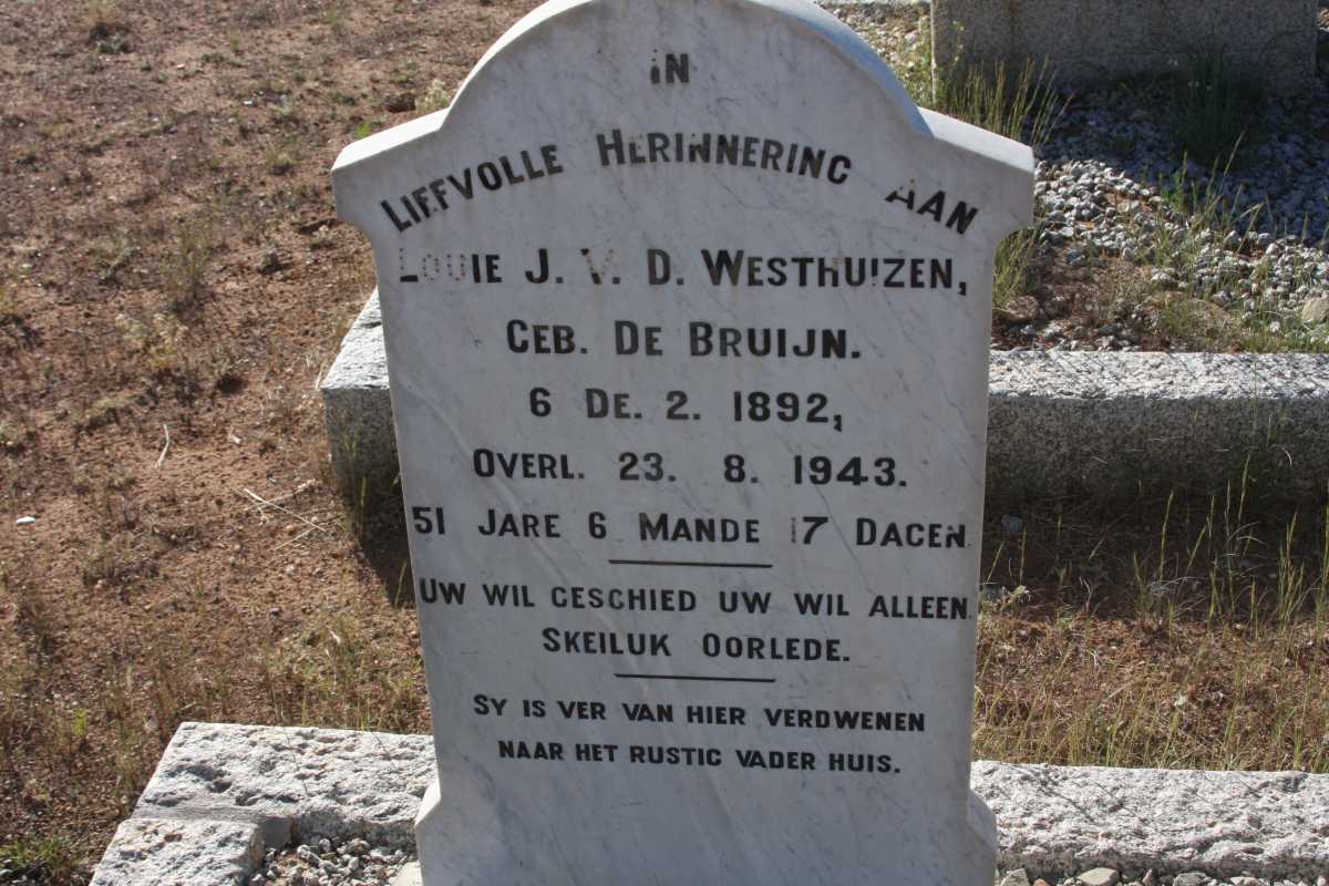 WESTHUIZEN Louie J., v.d. nee DE BRUIJN 1892-1943