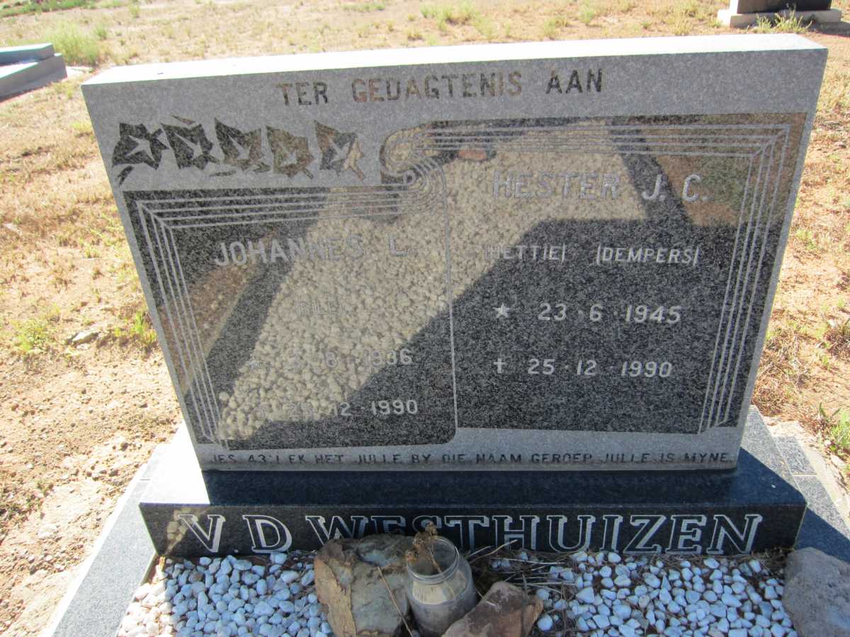 WESTHUIZEN Johannes L., v.d. 1936-1990 &amp; Hester .J.C. DEMPERS 1945-1990