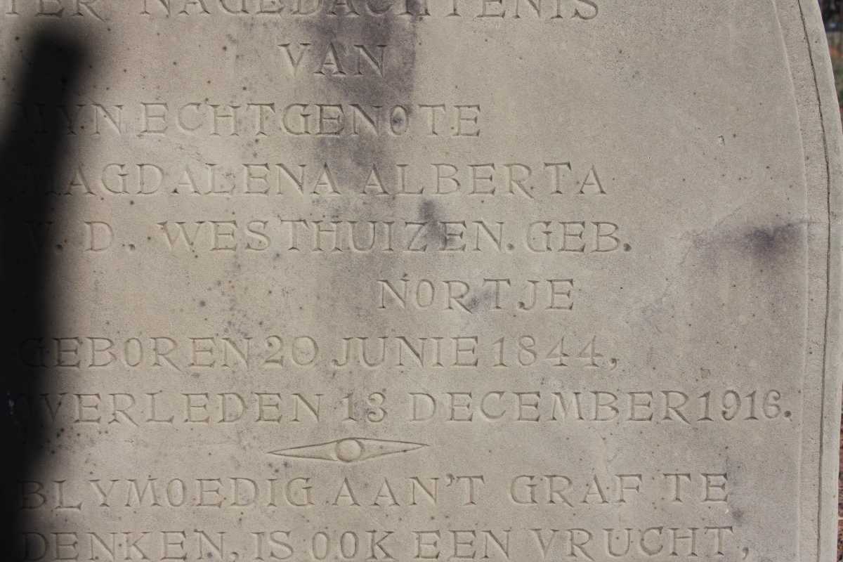 WESTHUIZEN Magdalena Alberta, v.d. nee NORTJE 1844-1916