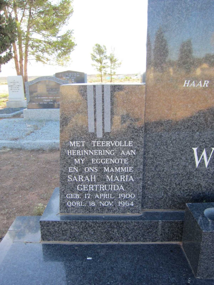 WIESE Andries Tobias 1892-1980 &amp; Sarah Maria Gertruida 1900-1964