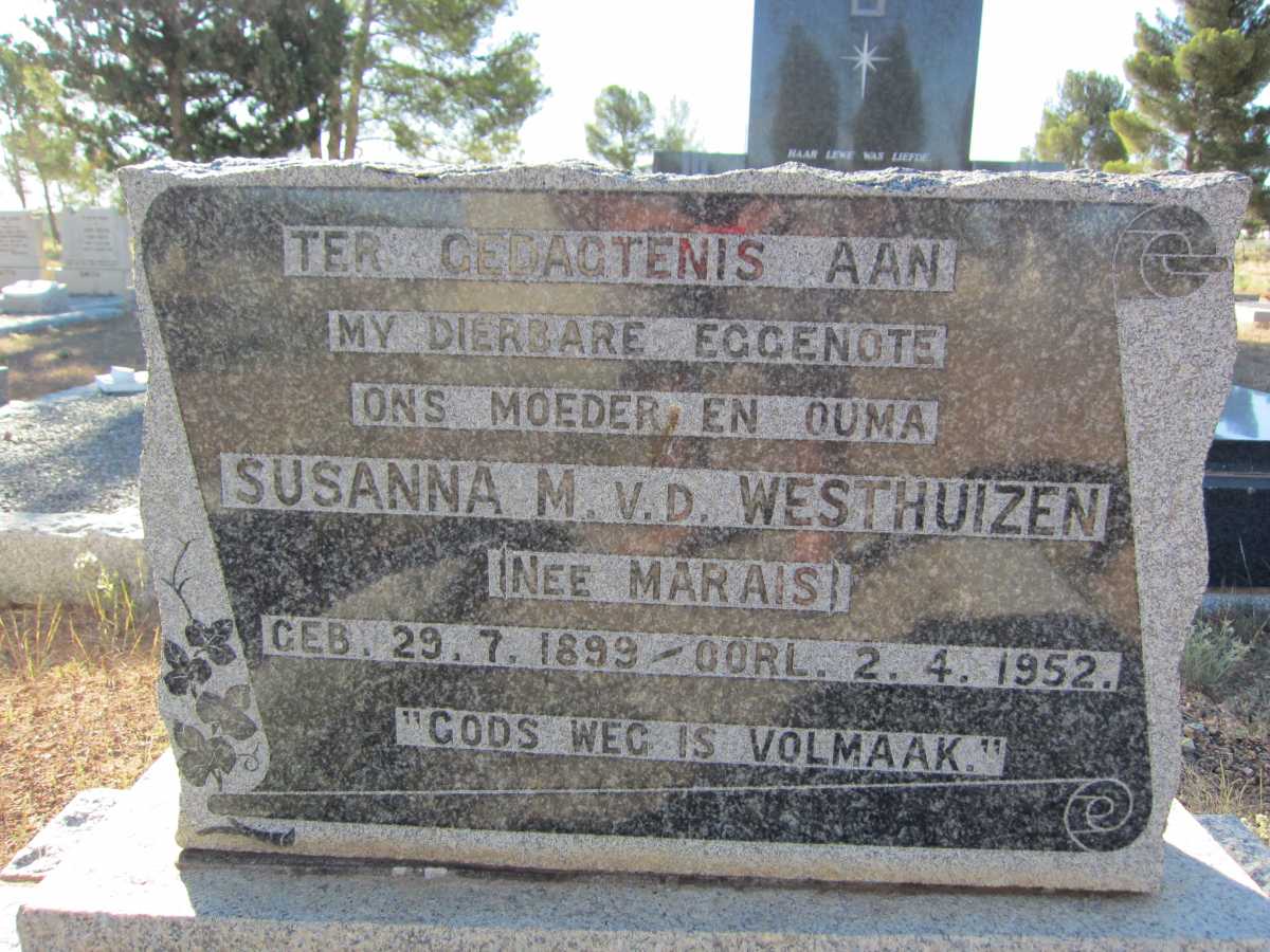 WESTHUIZEN Susanna M., v.d. nee MARAIS 1899-1952