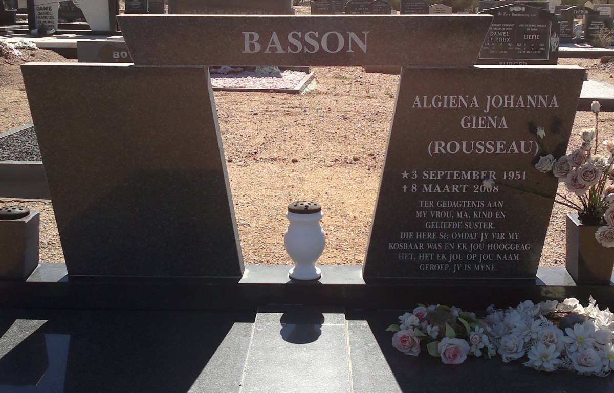 BASSON Algiena Johanna nee ROUSSEAU 1951-2008