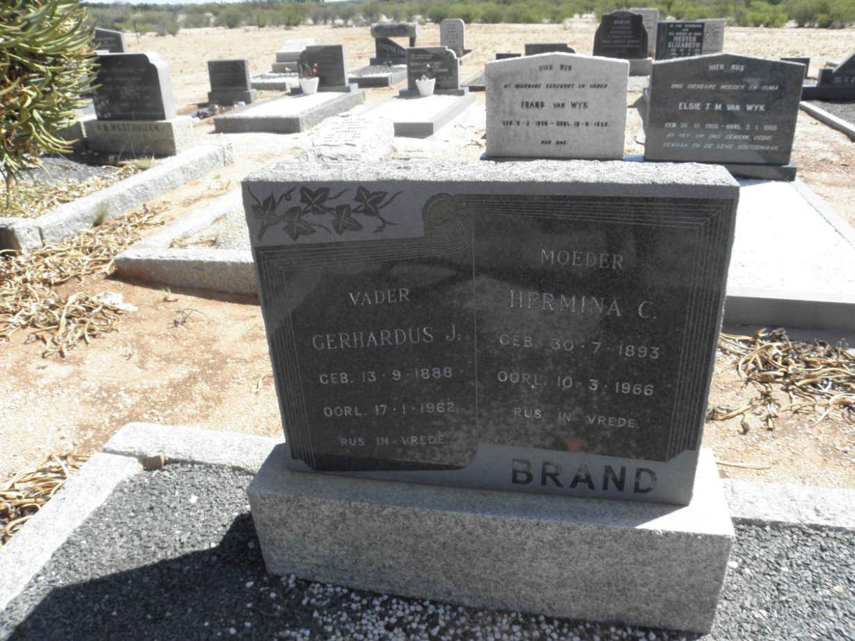 BRAND Gerhardus J. 1888-1962 &amp; Hermina C. 1893-1966