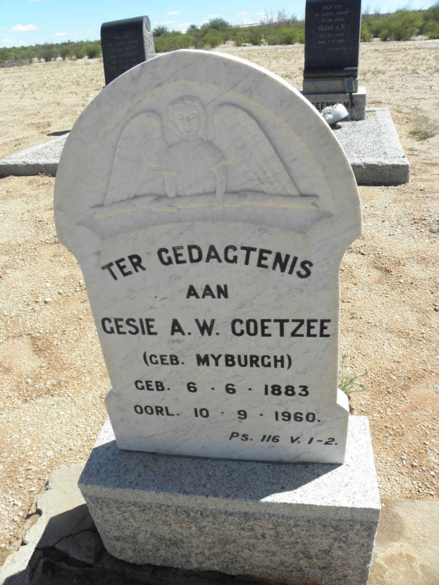 COETZEE Gesie A.W. nee MYBURGH 1883-1960