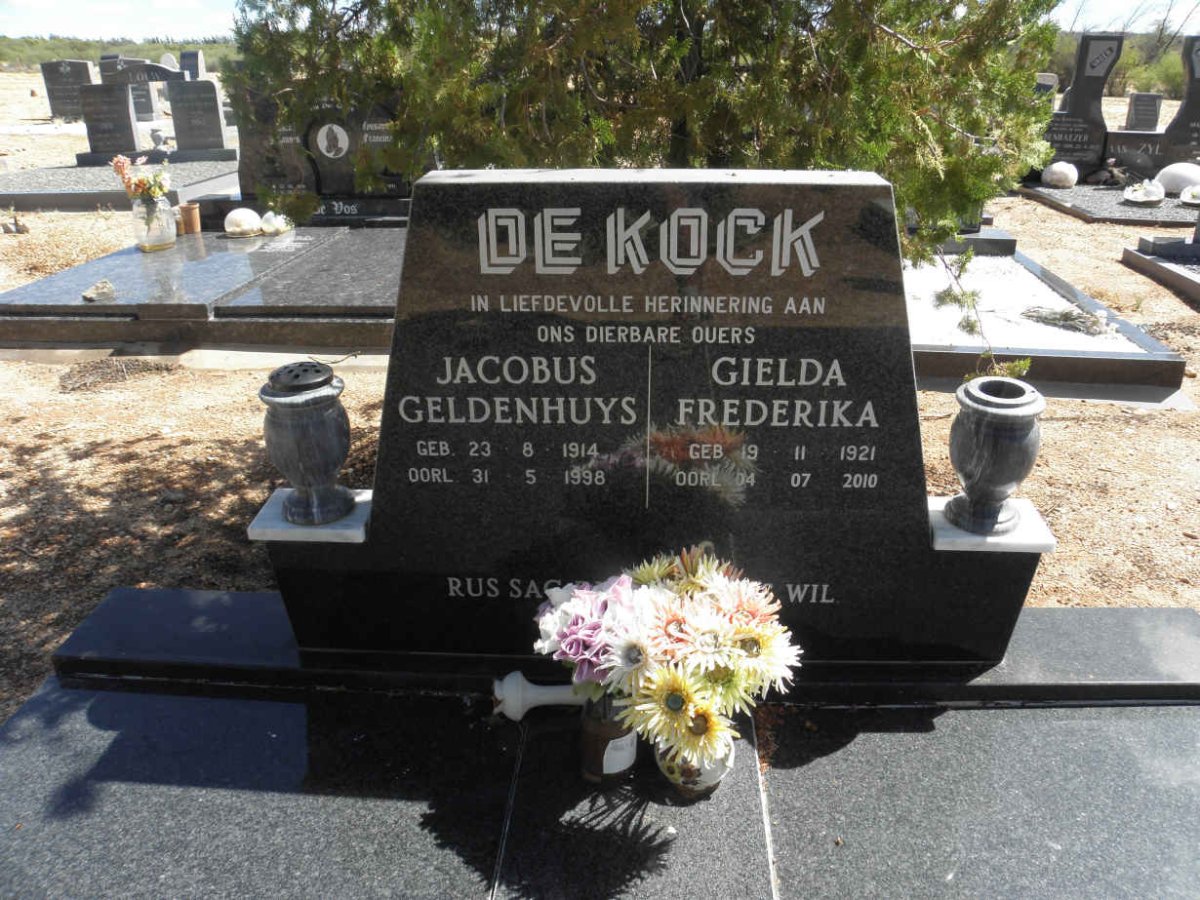 KOCK Jacobus Geldenhuys, de 1914-1998 &amp; Gielda Frederika 1921-2010