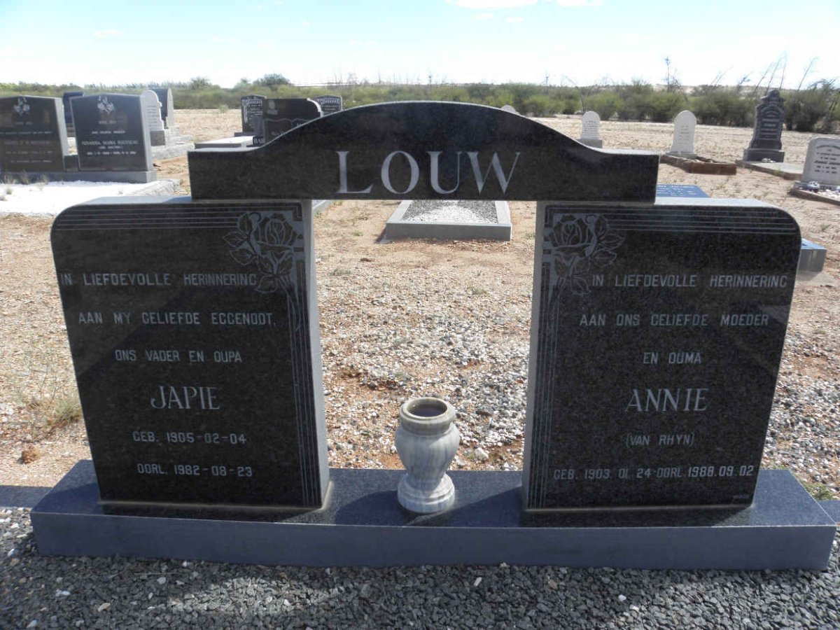 LOUW Japie 1905-1982 &amp; Annie VAN RHYN 1903-1988