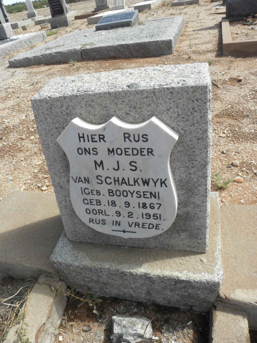 SCHALKWYK M.J.S., van nee BOOYSEN 1867-1951
