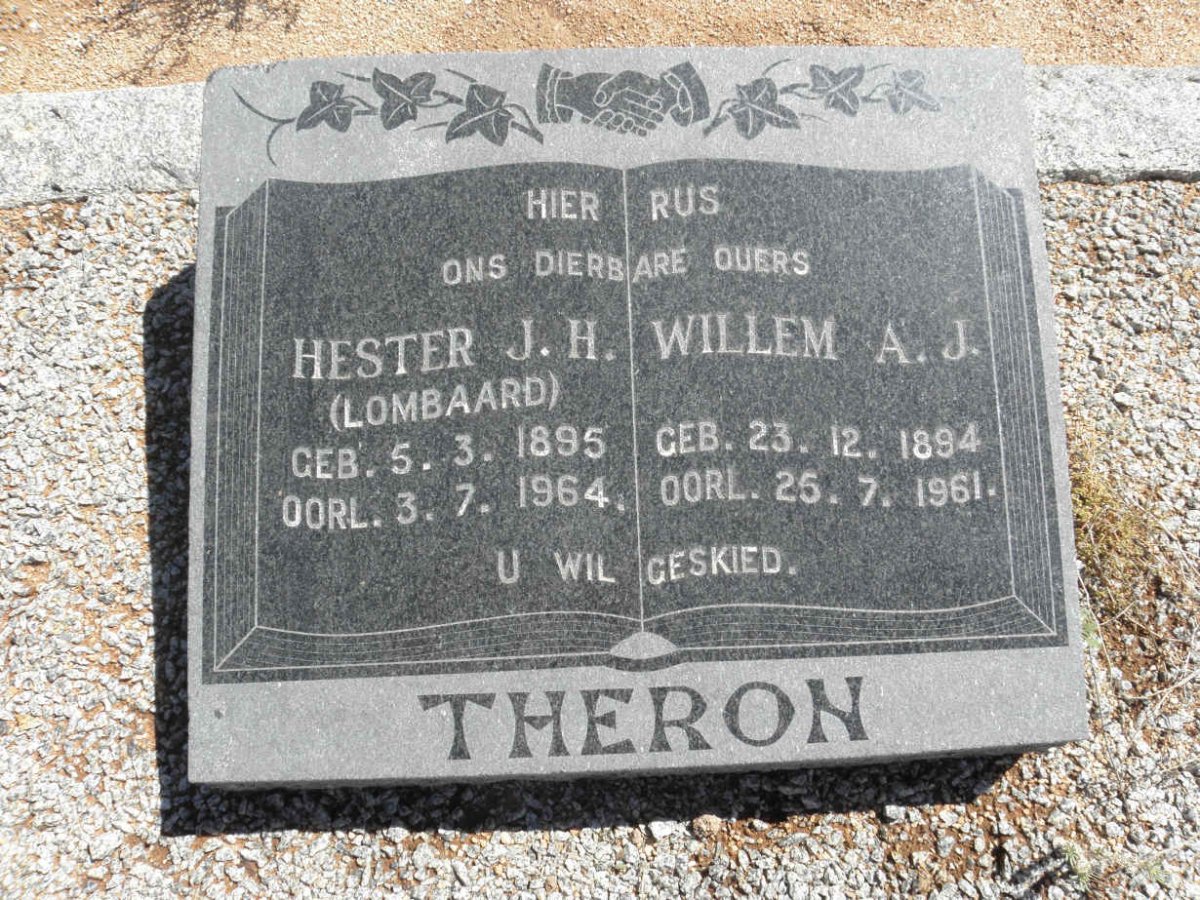 THERON Willem A.J. 1894-1961 &amp; Hester J.H. LOMBAARD 1895-1964