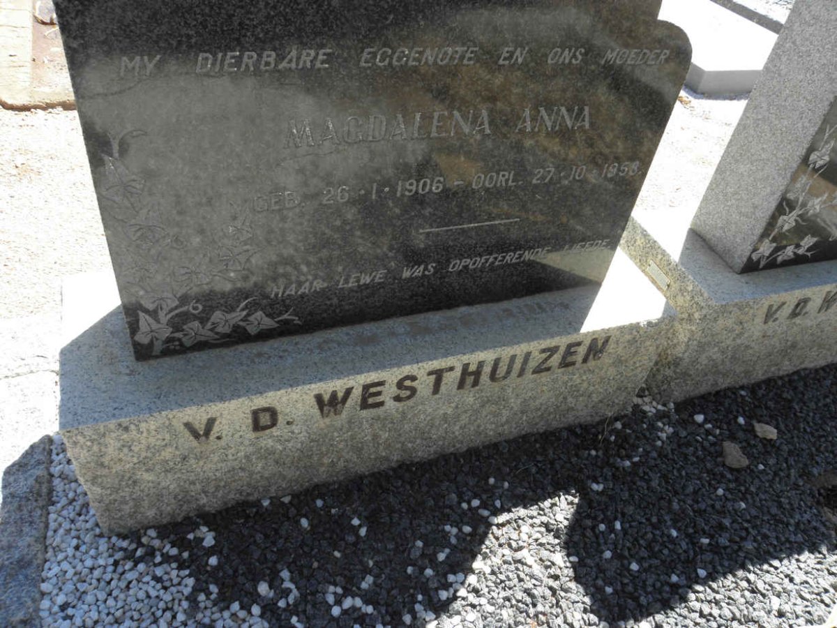 WESTHUIZEN Magdalena Anna, v.d. 1906-1958