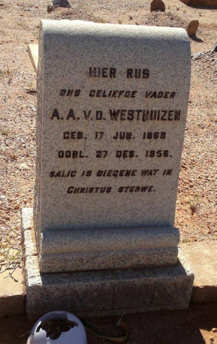 WESTHUIZEN A.A., v.d. 1868-1956