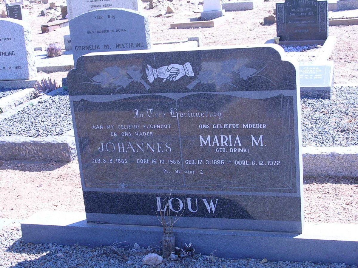LOUW Johannes 1883-1968 &amp; Maria M. BRINK 1896-1972