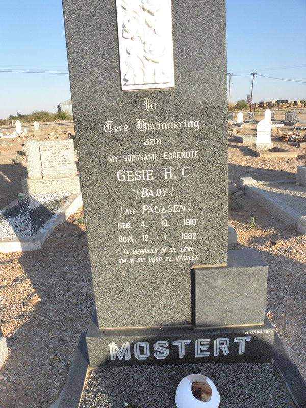 MOSTERT Gesie H.C. nee PAULSEN 1910-1982