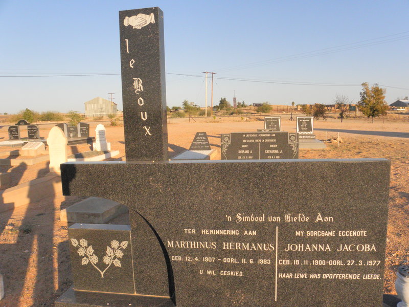 ROUX Marthinus Hermanus, le 1907-1983 &amp; Johanna Jacoba 1900-1977