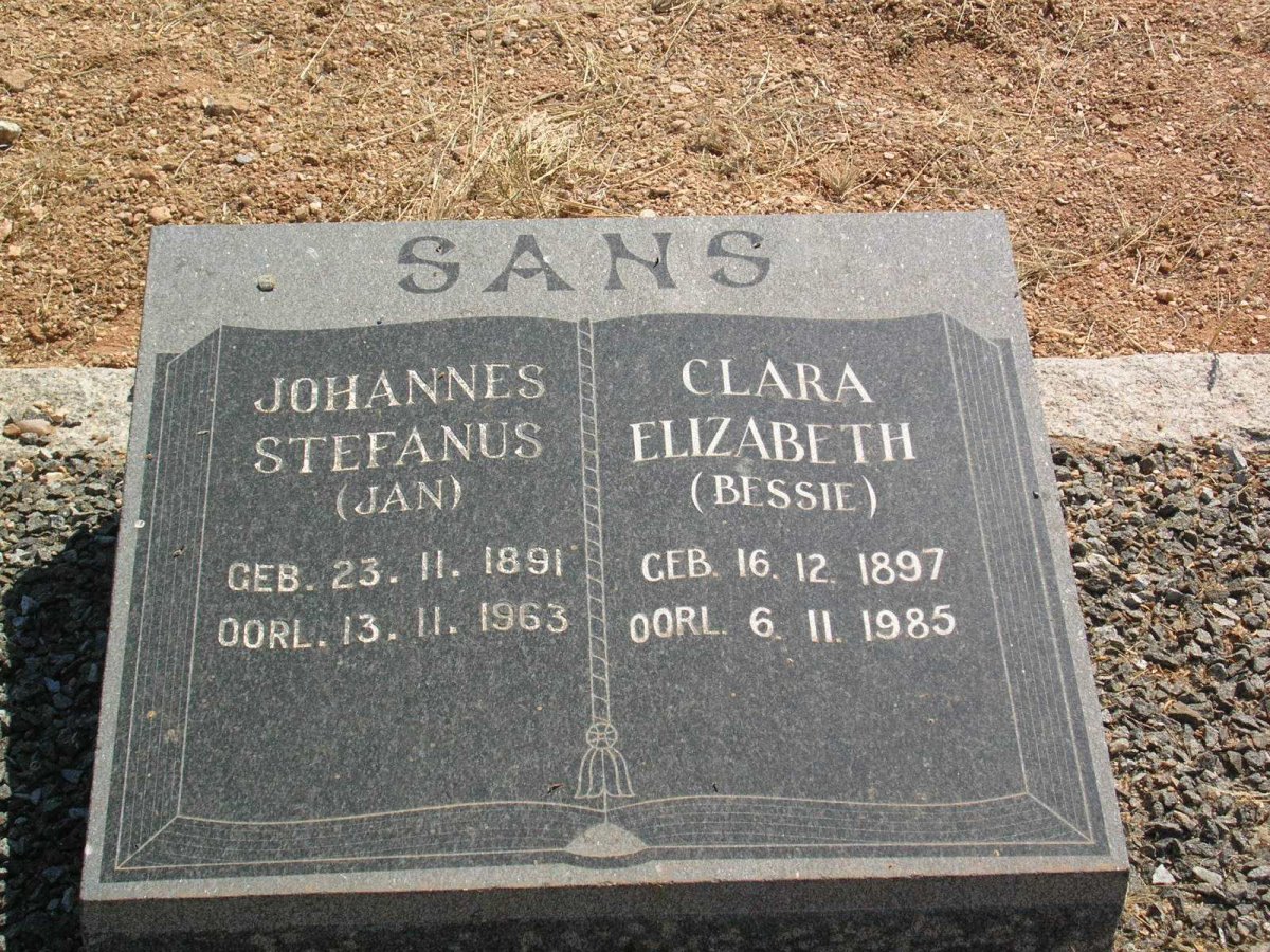 SANS Johannes Stefanus 1891-1963 &amp; Clara Elizabeth 1897-1985