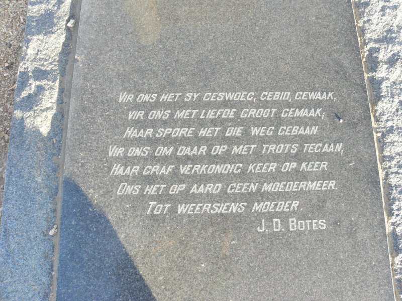 VISSER Cornelia Gertruida previously BOTES nee de WAAL 1882-1964