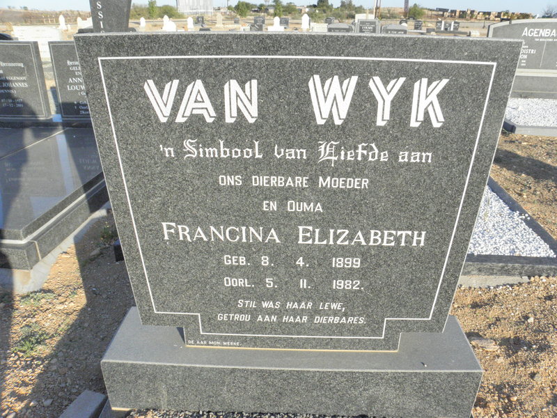 WYK Francina Elizabeth, van 1899-1982