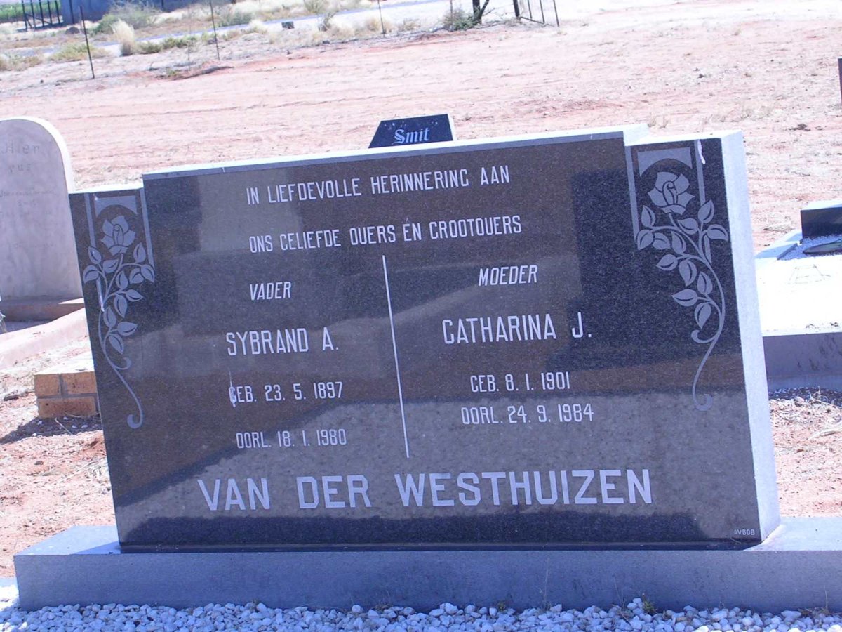 WESTHUIZEN Sybrand A., van der 1897-1980 &amp; Catharina J. 1901-1984