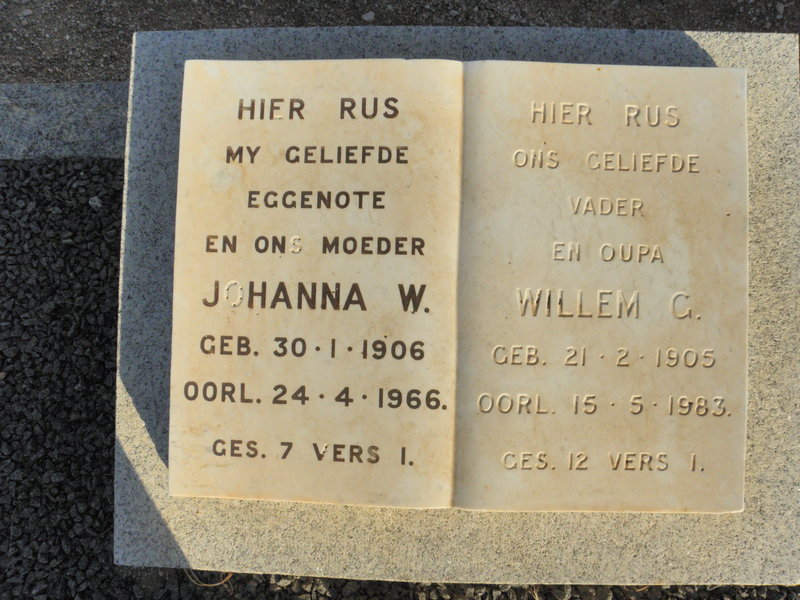 ? Willem G. 1905-1983 &amp; Johanna W. 1906-1966