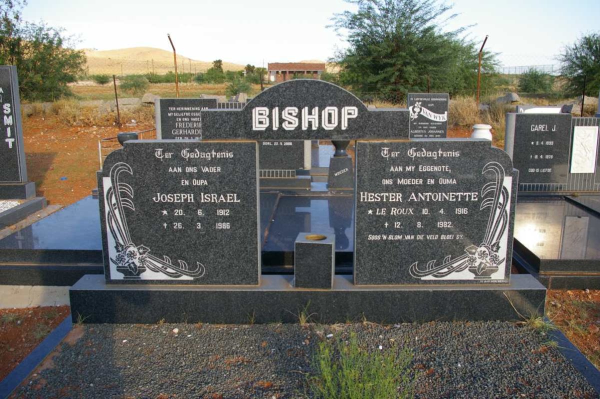 BISHOP Joseph Israel 1912-1986 &amp; Hester Antoinette LE ROUX 1916-1982