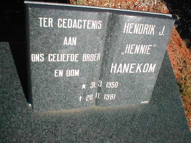 HANEKOM Hendrik J. 1950-1981