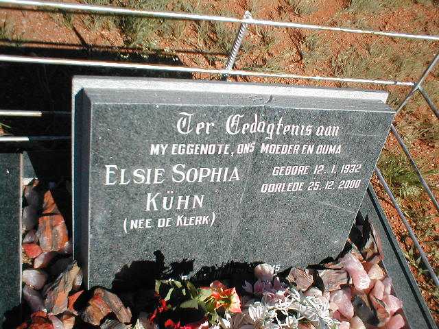 KUHN Elsie Sophia nee DE KLERK 1932-2000