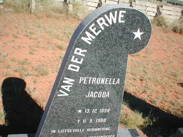 MERWE Petronella Jacoba, van der 1898-1980