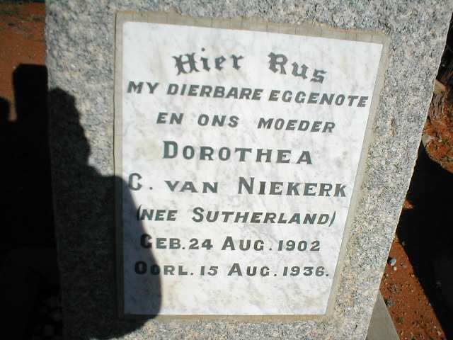 NIEKERK Dorothea C., nee SUTHERLAND 1902-1936