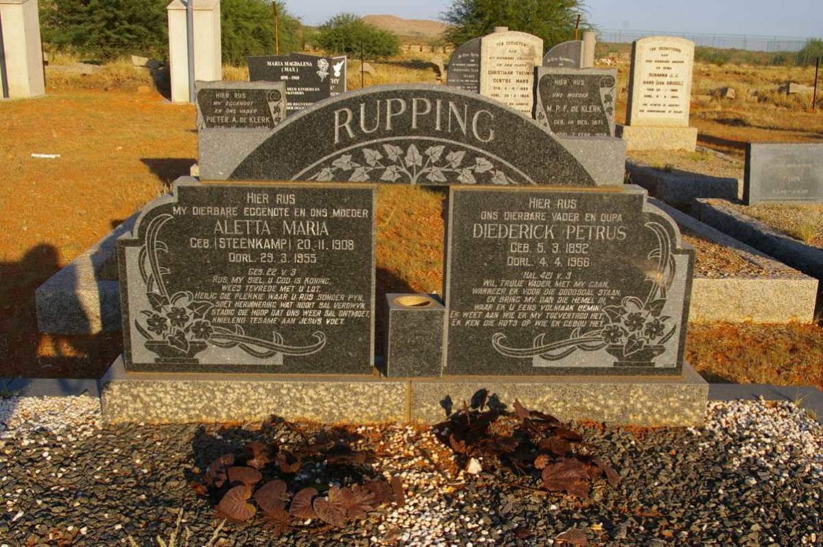 RUPPING Diederick Petrus 1892-1966 &amp; Aletta Maria STEENKAMP 1908-1955