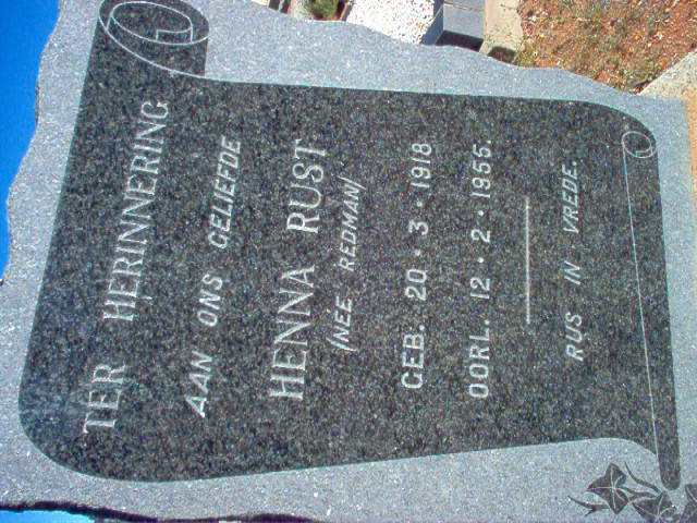 RUST Henna nee REDMAN 1918-1955