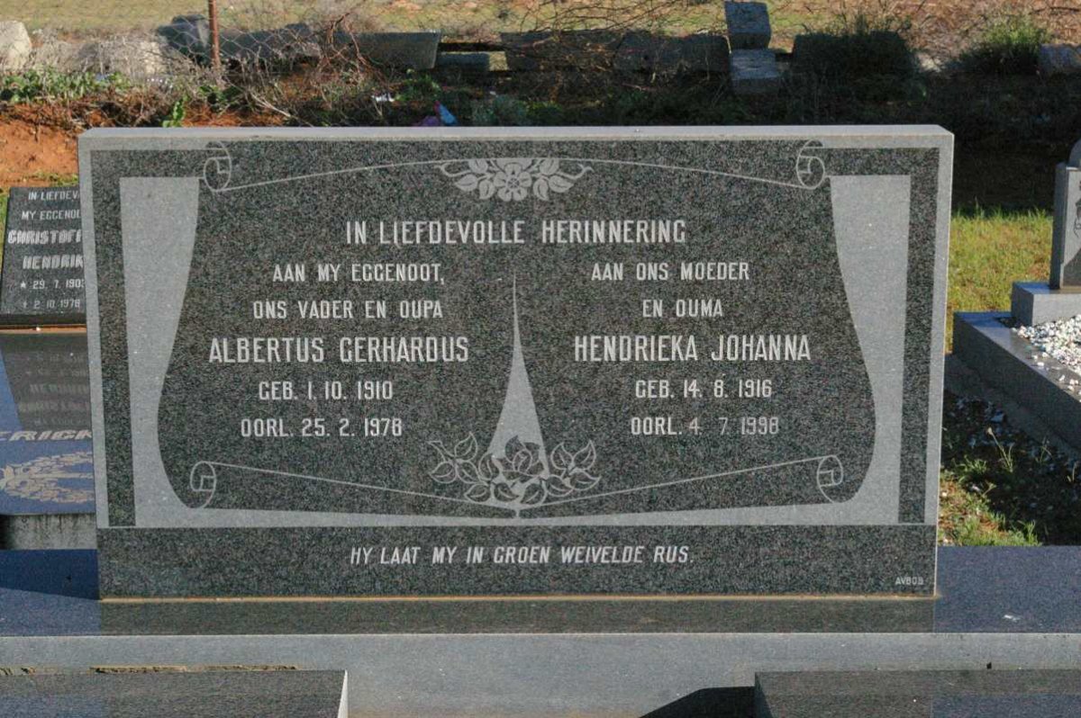RENSBURG Albertus Gerhardus, Janse van 1910-1978 &amp; Hendrieka Johanna 1916-1998