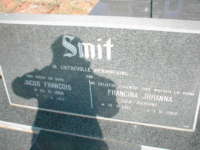 SMIT Jacob Francois 1908-1989 &amp; Francina Johanna THIRION 1919-1983