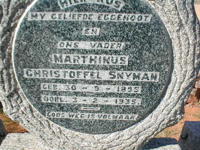SNYMAN Marthinus Christoffel 1895-1935