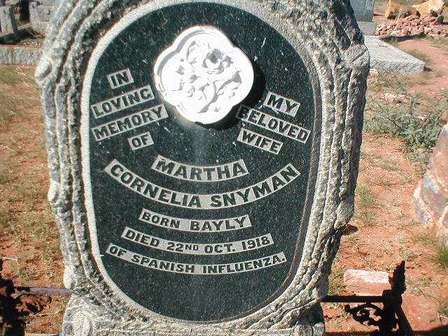 SNYMAN Martha Cornelia geb. BAYLY -1918