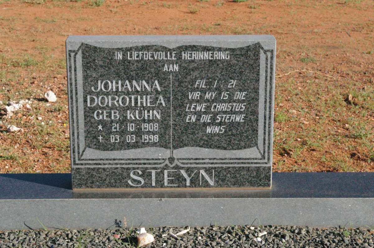 STEYN Johanna Dorothea nee KUHN 1908-1998