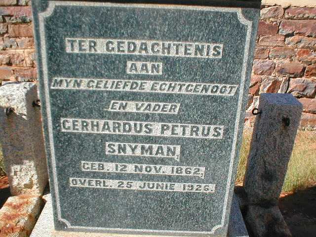 SNYMAN Gerhardus Petrus 1862-1926
