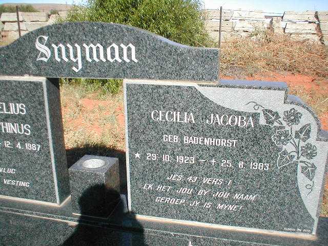 SNYMAN Cecilia Jacoba nee BADENHORST 1923-1983