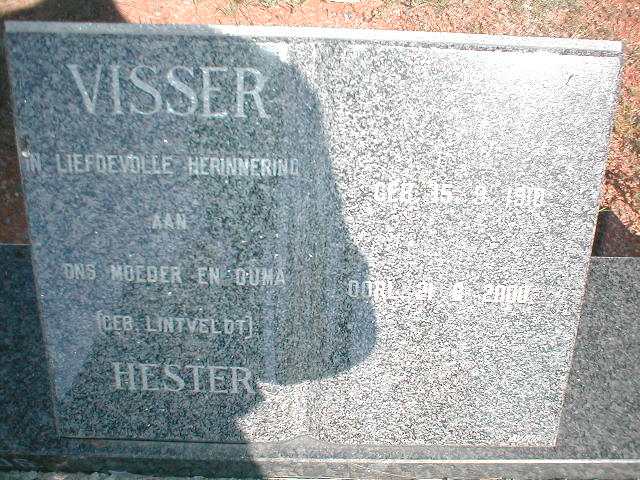 VISSER Hester nee LINTVELDT 1910-2000