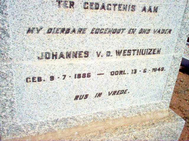 WESTHUIZEN Johannes, v.d. 1886-1949