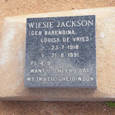 JACKSON Barendina Louisa nee DE VRIES 1918-1991