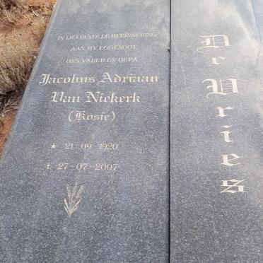 VRIES Jacobus Adriaan van Niekerk, de 1920-2007