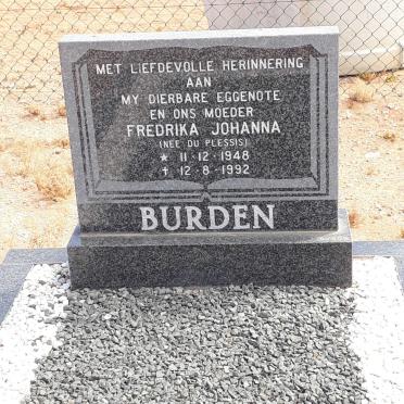 BURDEN Fredrika Johanna nee DU PLESSIS 1948-1992