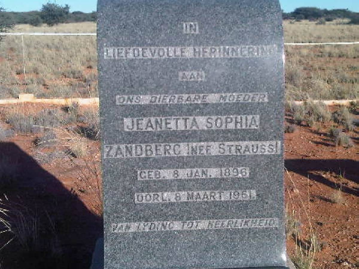 ZANDBERG Jeanetta Sophia nee STRAUSS 1896-1961