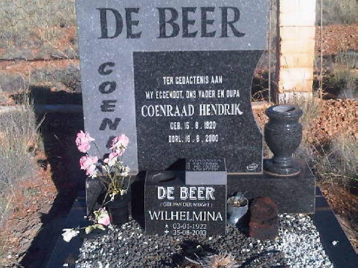 BEER Coenraad Hendrik, de 1920-2000 &amp; Wilhelmina VAN DER MERWE 1922-2003