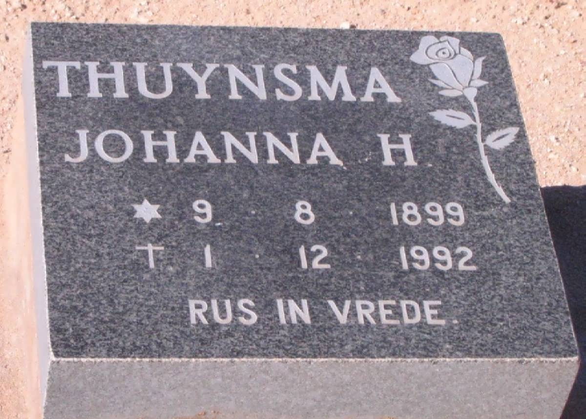 THUYNSMA Johanna H. 1899-1992